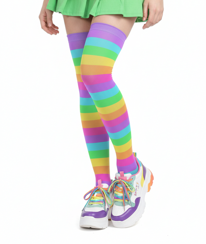 kawaii fashion decora kei over knee stocking socks pop kei pantyhose jfashion harajuku style colorful fashion