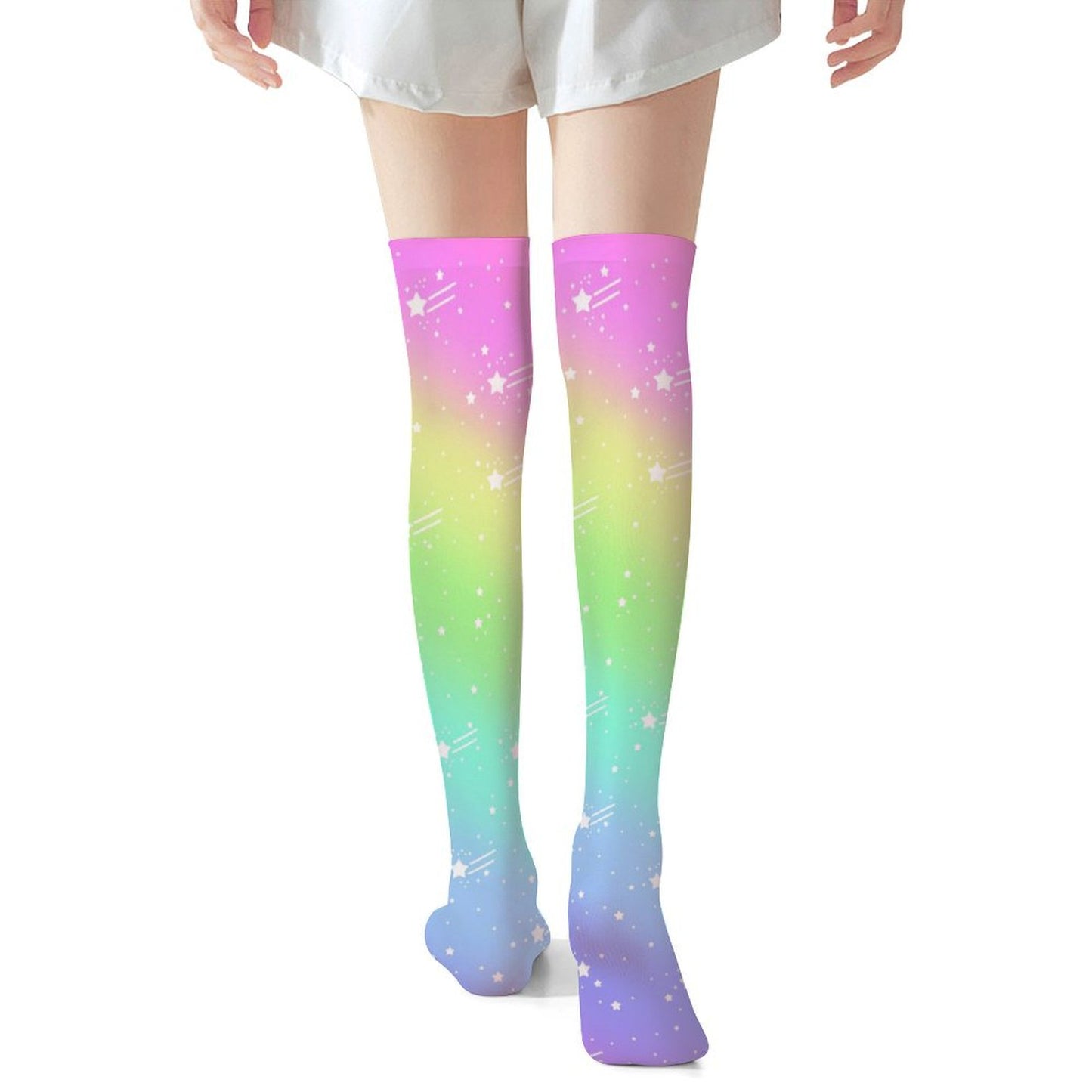Wishful Rainbow Over Knee Stocking Socks