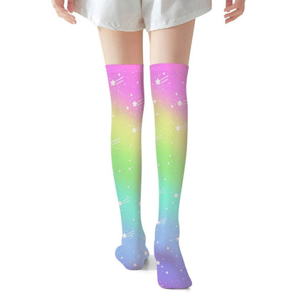 Wishful Rainbow Over Knee Stocking Socks