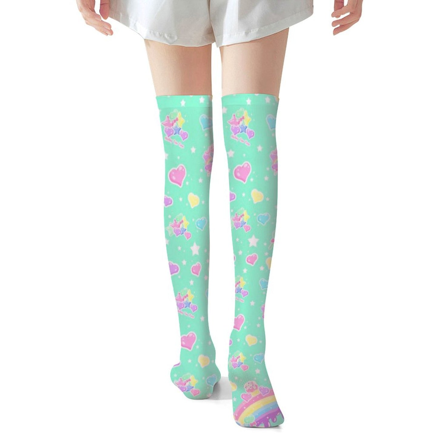 Rainbow Sweets Over Knee Stocking Socks (Mint)