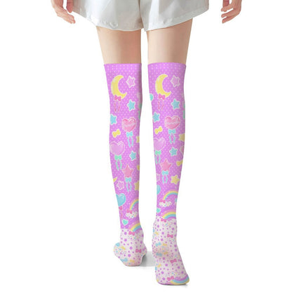Pastel Party Over Knee Stocking Socks (Lavender)