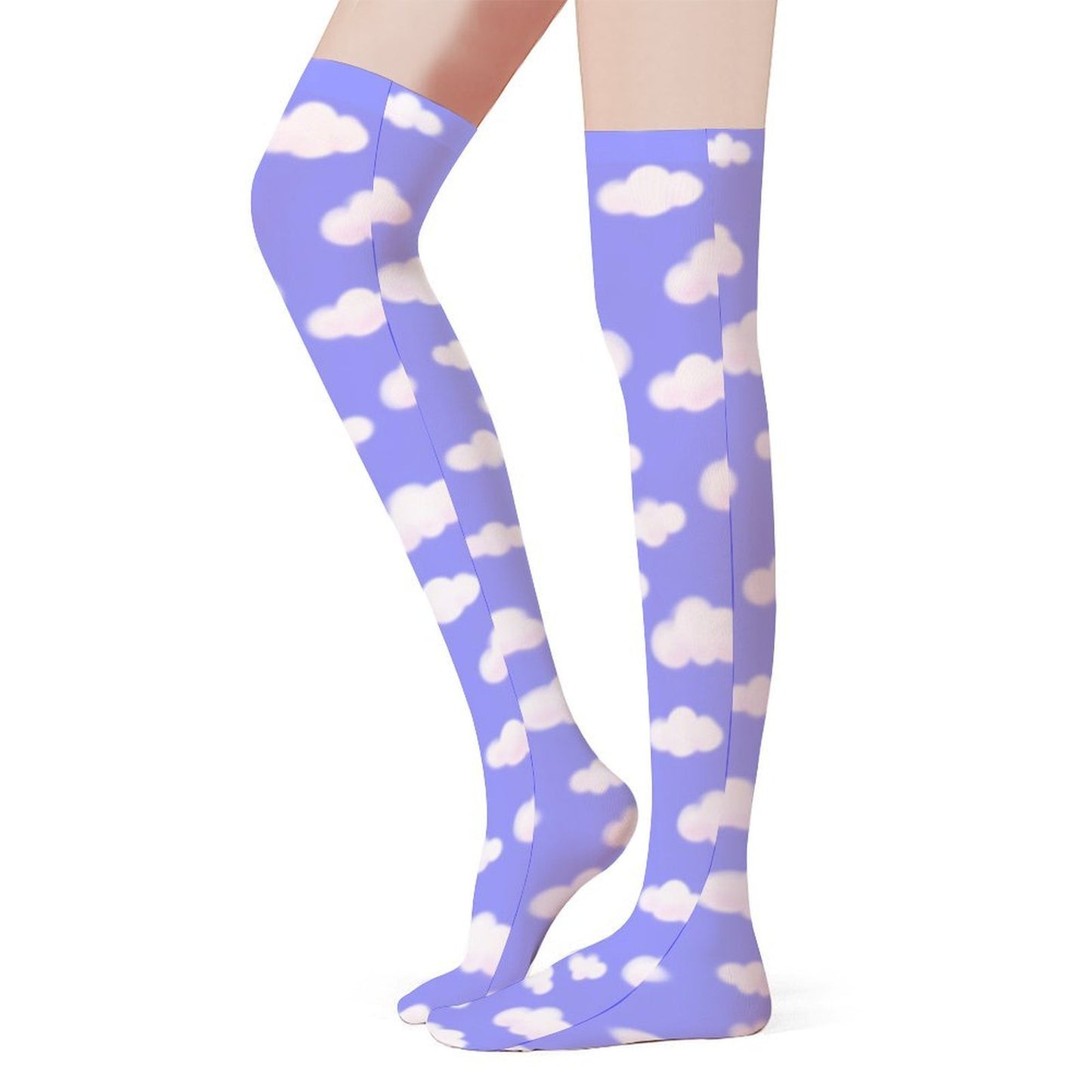 Dreamy Clouds Over Knee Stocking Socks (Periwinkle)