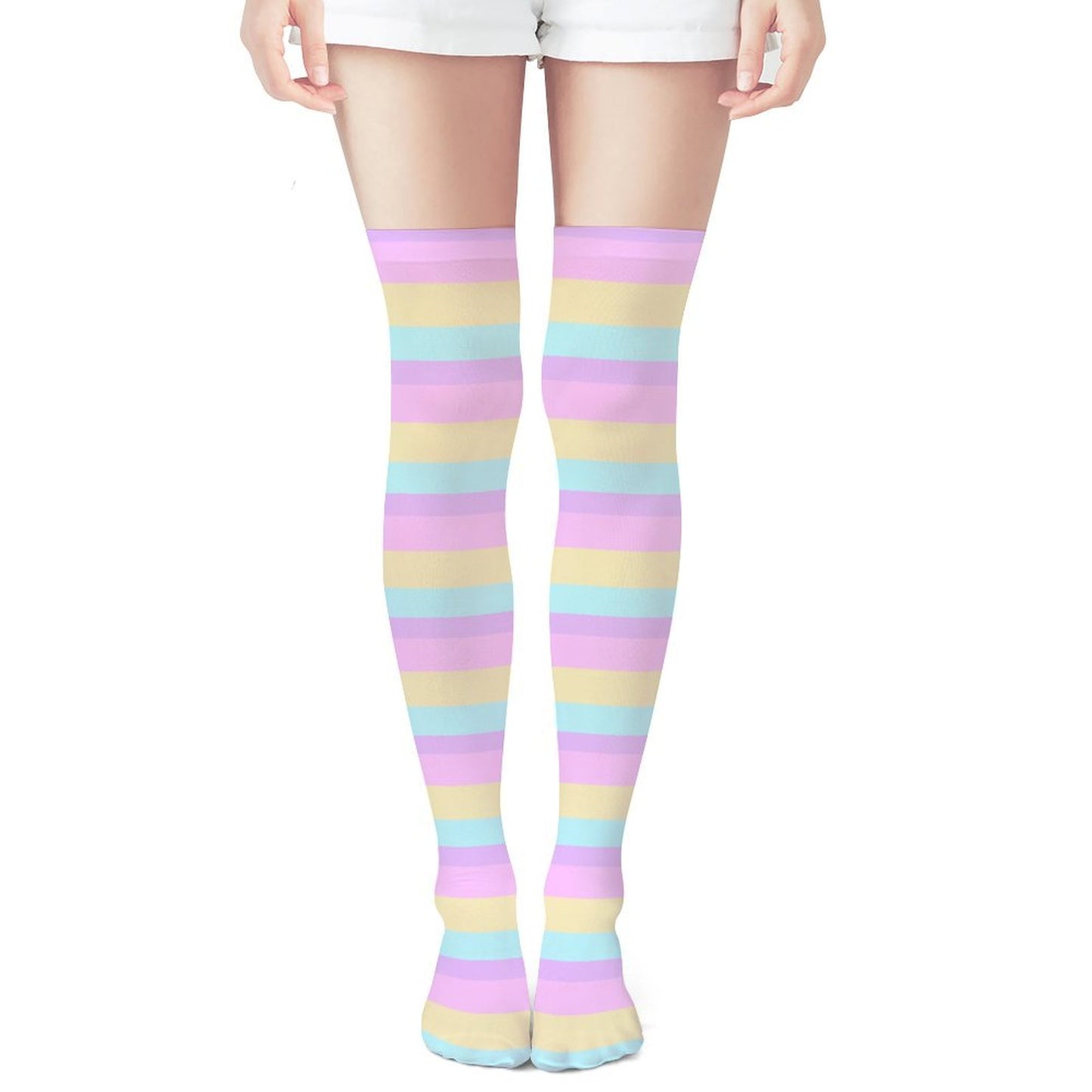 Pastel Stripes Over Knee Stocking Socks
