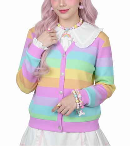 kawaii pastel rainbow cardigan fairy kei decora kei harajuku fashion cutecore