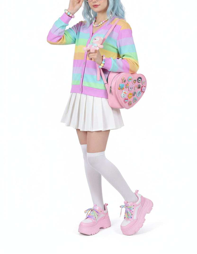 kawaii pastel rainbow cardigan fairy kei decora kei harajuku fashion cutecore