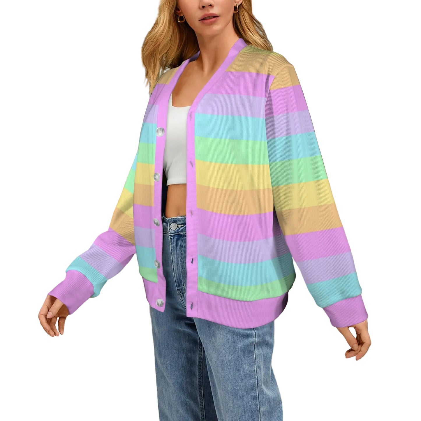 kawaii pastel rainbow cardigan fairy kei decora kei harajuku fashion cutecore