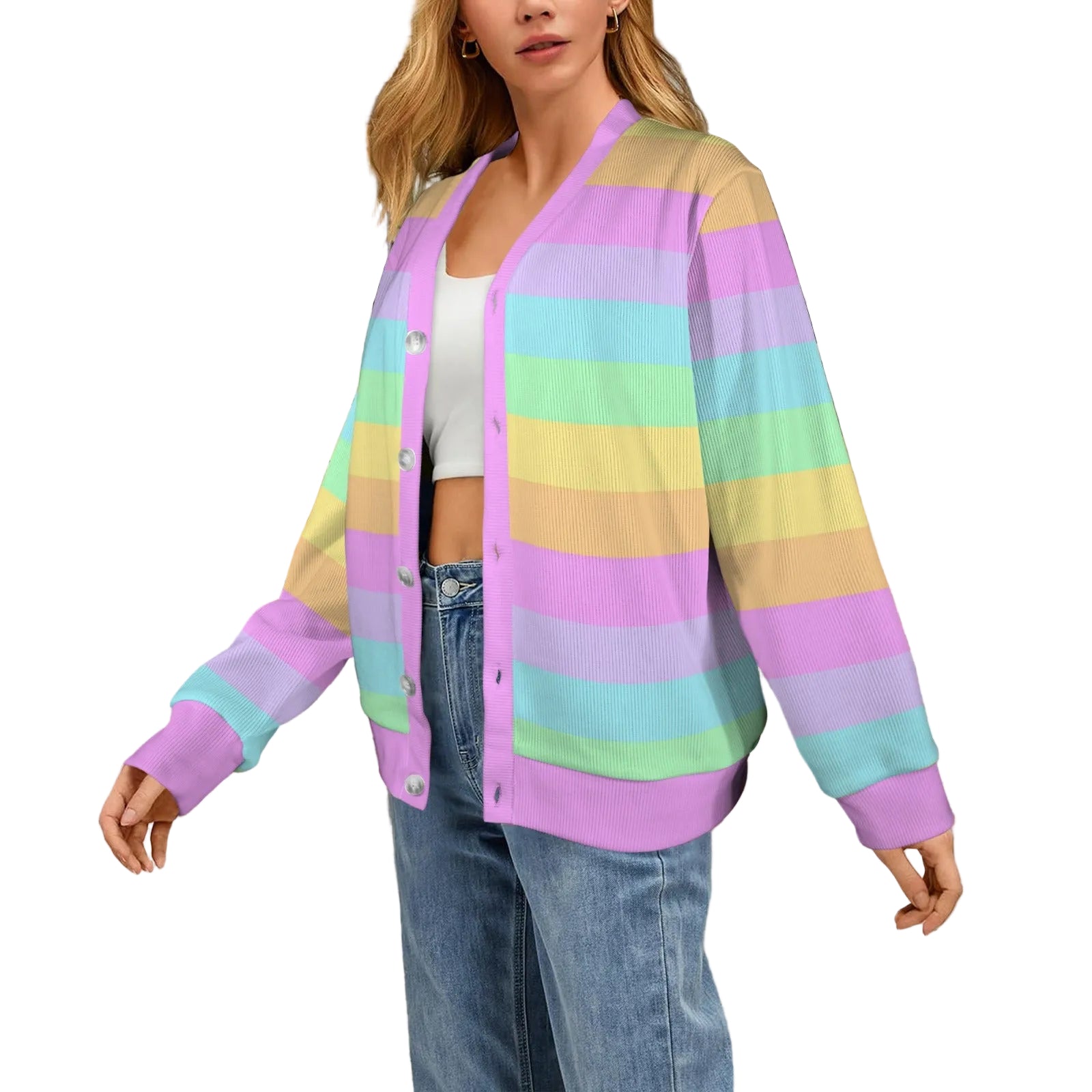 kawaii pastel rainbow cardigan fairy kei decora kei harajuku fashion cutecore
