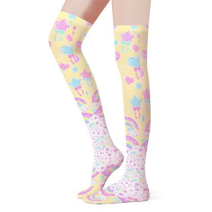Pastel Party Over Knee Stocking Socks (Yellow)