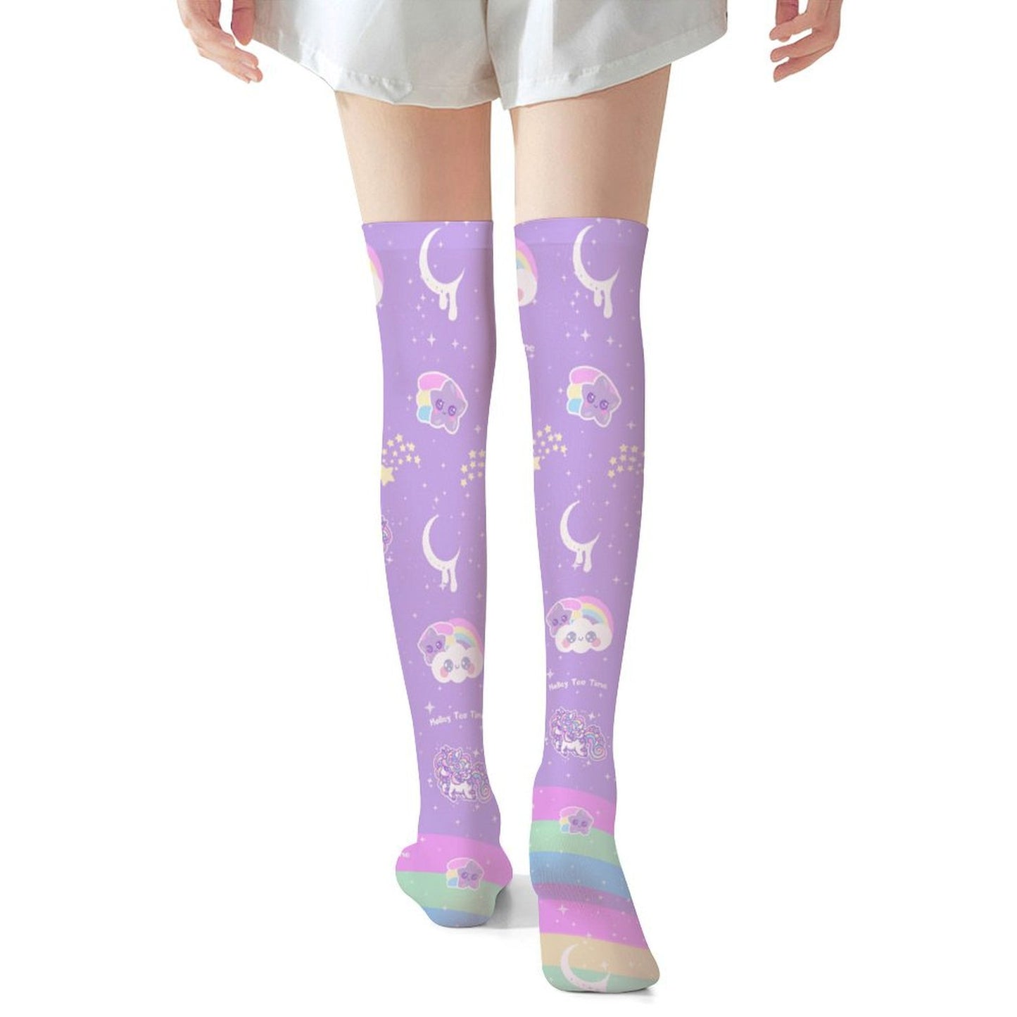 Rainbow Stardust Unicorn Over Knee Stocking Socks