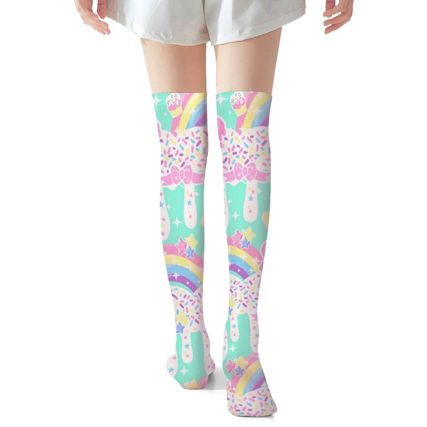 Rainbow Sweets Over Knee Stocking Socks (Mint)