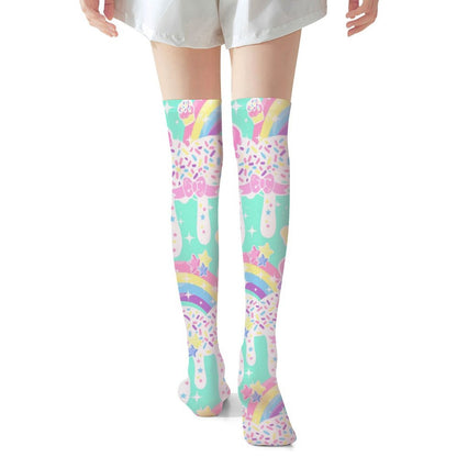 Rainbow Sweets Over Knee Stocking Socks (Mint)