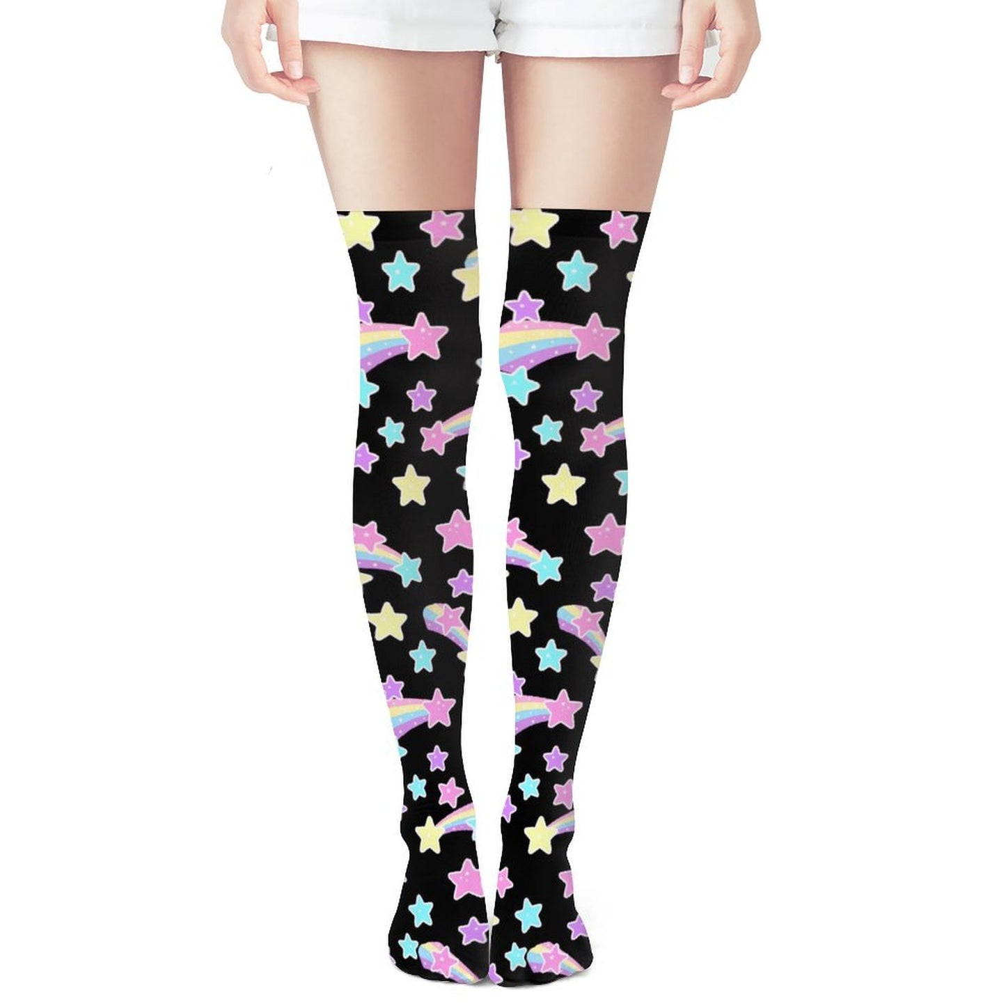 Starry Party Over Knee Stocking Socks (Black)
