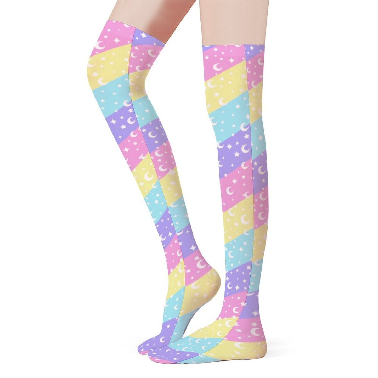 Cosmic Rainbow Over Knee Stocking Socks