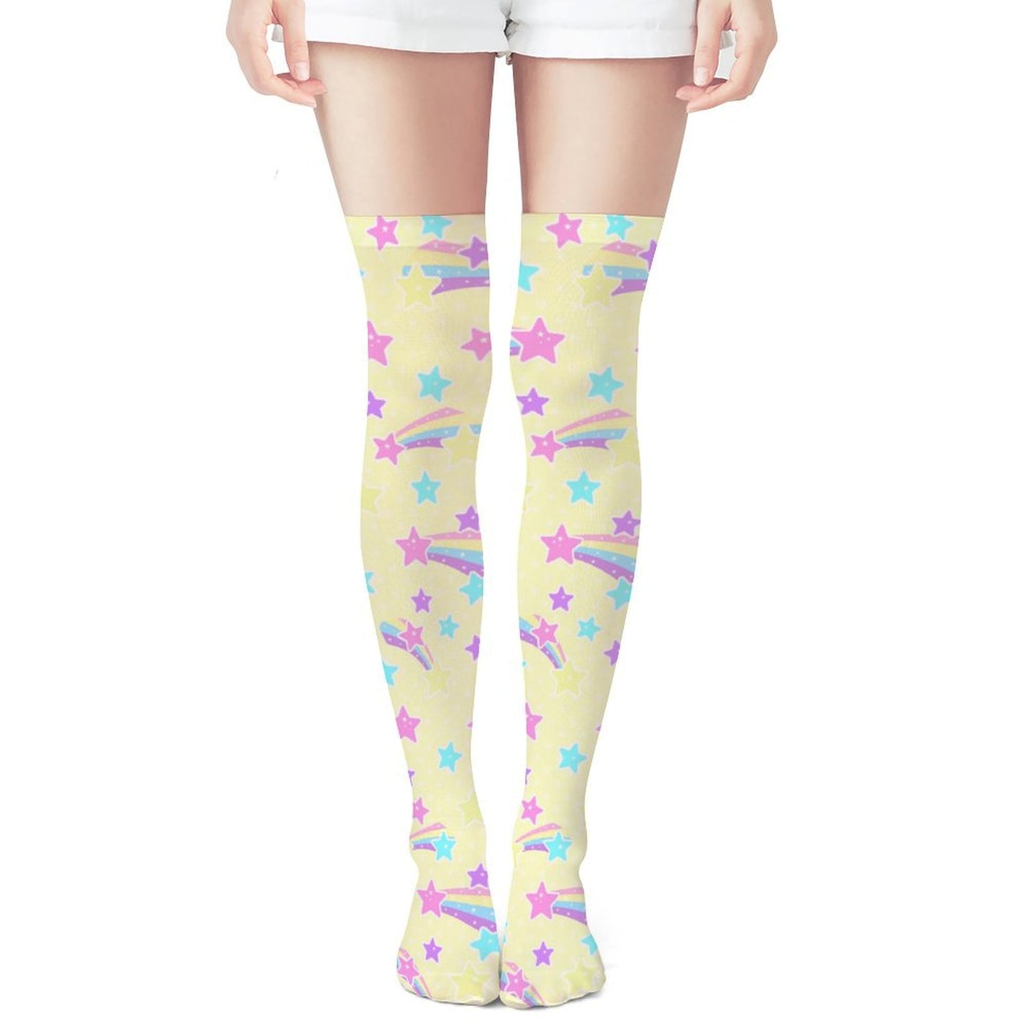 Starry Party Over Knee Stocking Socks (Yellow)