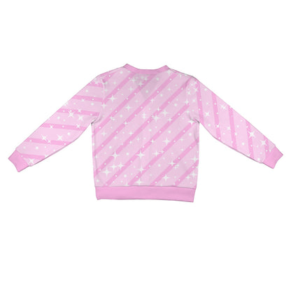 Bubblegum Bunny Pink Stripes Women's Ribbed Button Up Cardigan