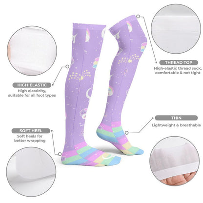 Rainbow Stardust Unicorn Over Knee Stocking Socks