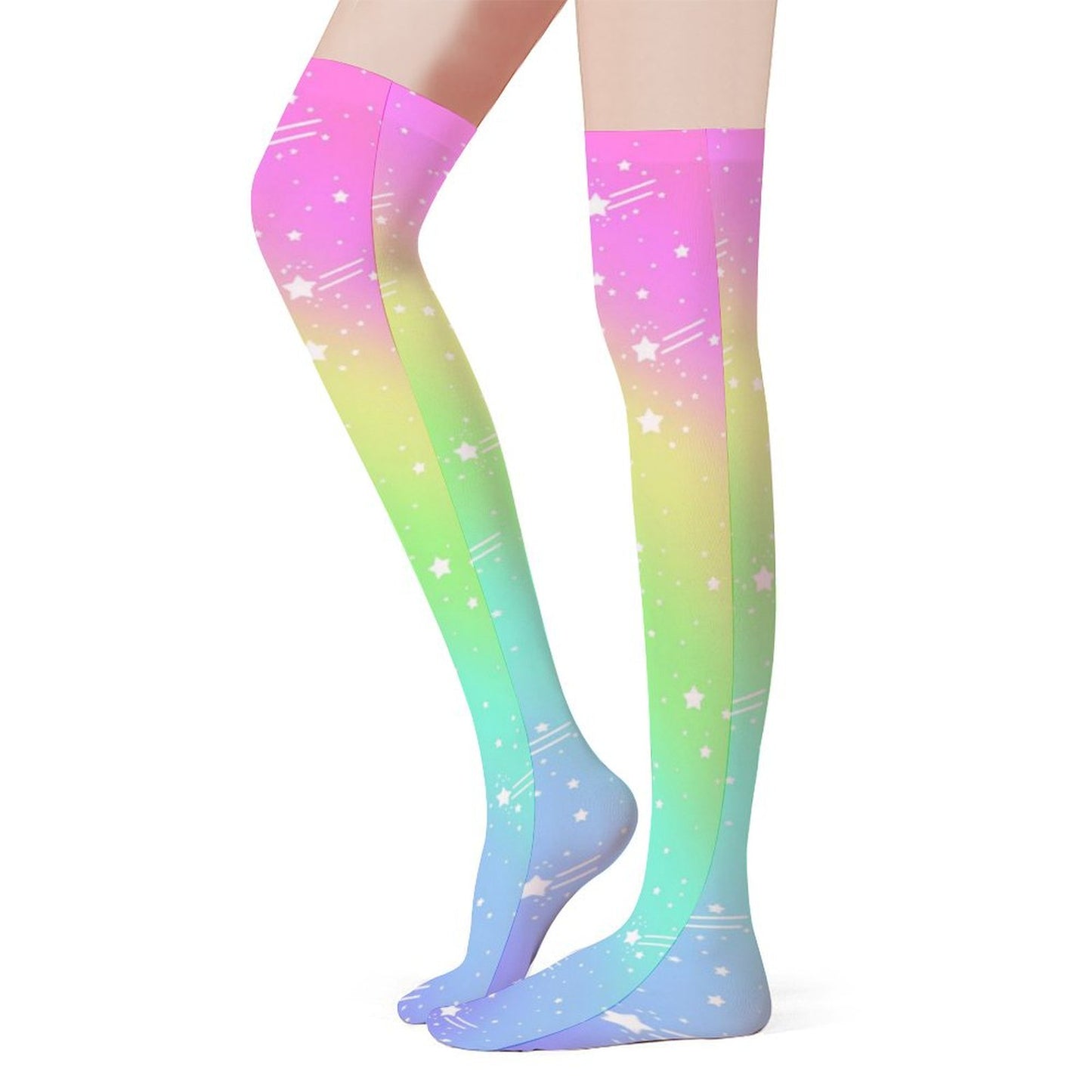 Wishful Rainbow Over Knee Stocking Socks