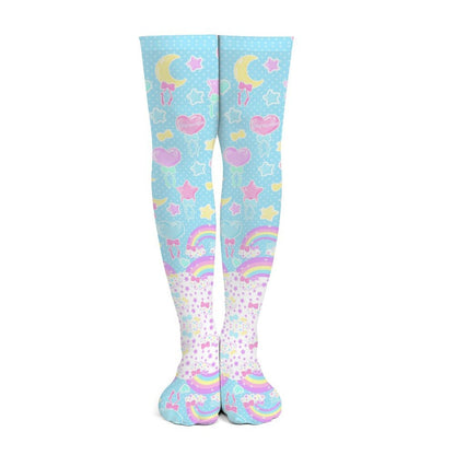 Pastel Party Over Knee Stocking Socks (Blue)