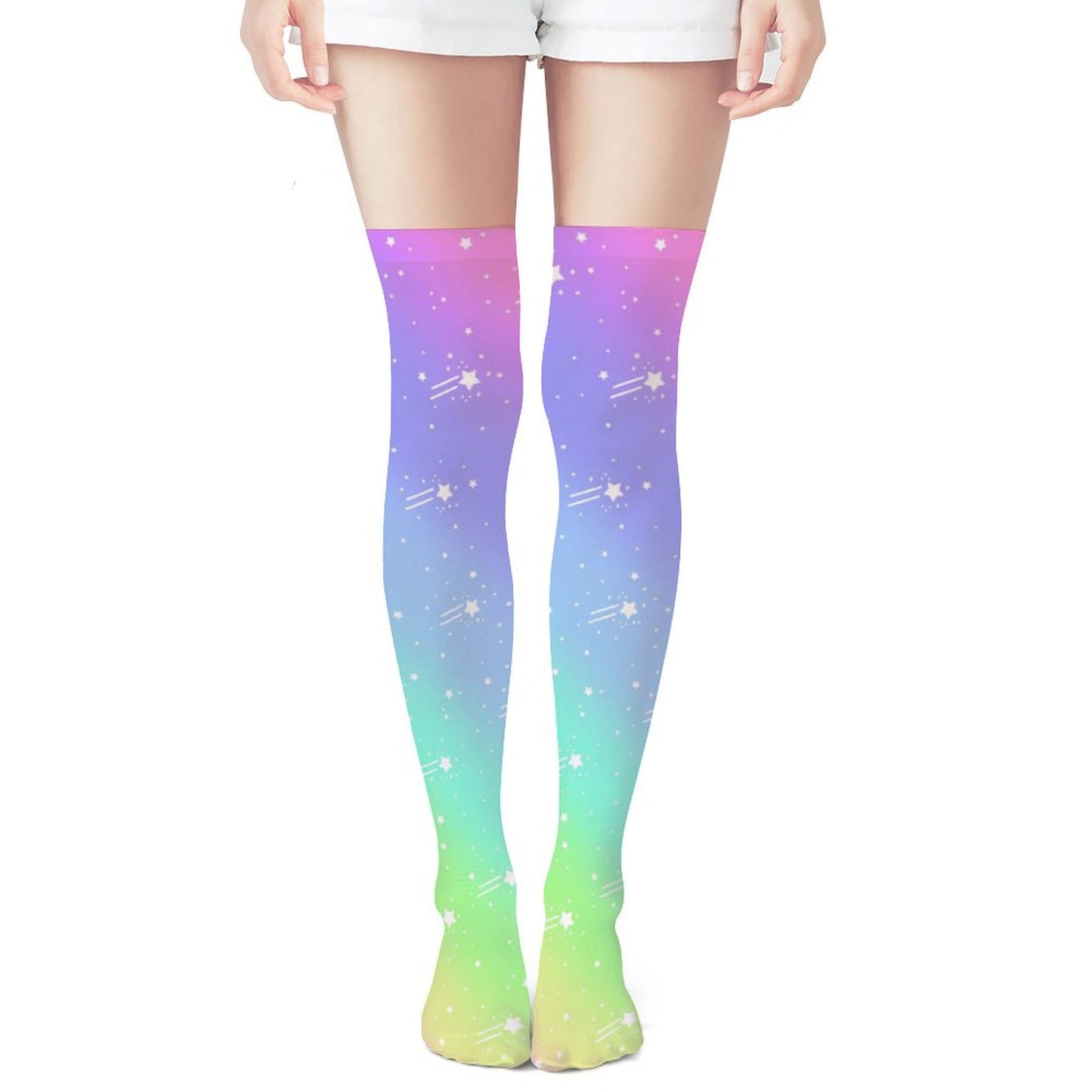 Wishful Rainbow Over Knee Stocking Socks