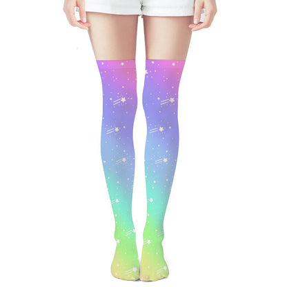 Wishful Rainbow Over Knee Stocking Socks