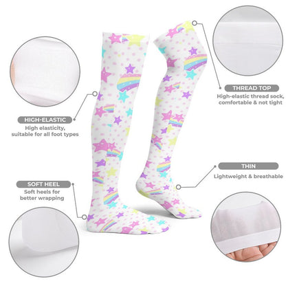 Starry Party Over Knee Stocking Socks (White)