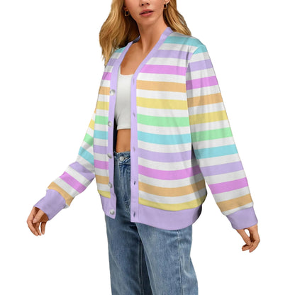 kawaii pastel rainbow stripes cardigan fairy kei decora kei harajuku fashion cutecore