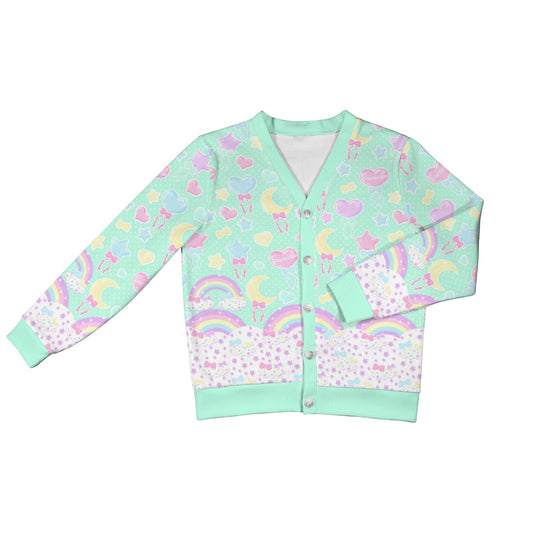 Pastel Party Women's Ribbed Button Up Cardigan (Mint)