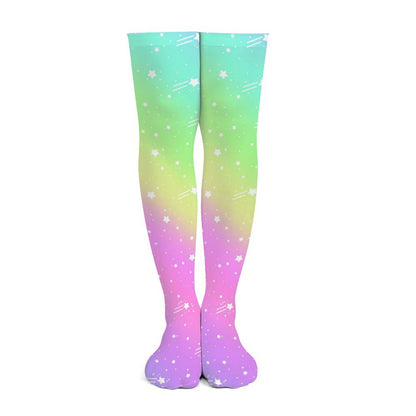 Wishful Rainbow Over Knee Stocking Socks