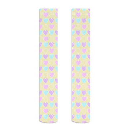 Sweet Love Hearts Over Knee Stocking Socks (Yellow)