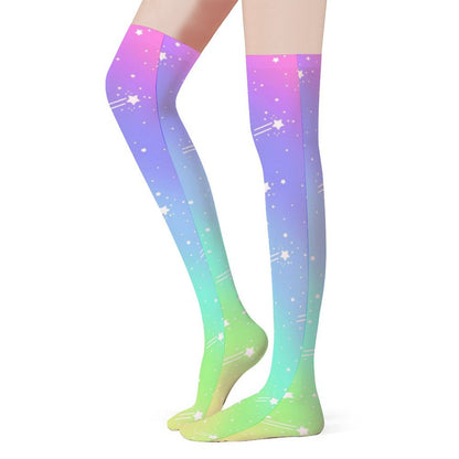 Wishful Rainbow Over Knee Stocking Socks