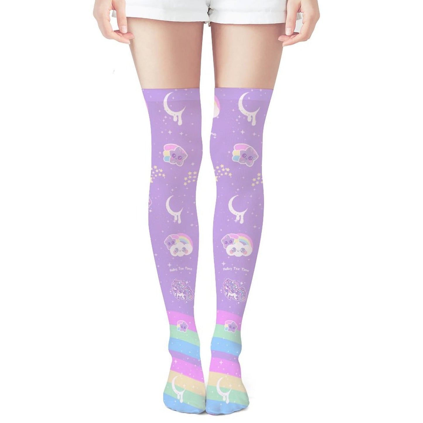 Rainbow Stardust Unicorn Over Knee Stocking Socks