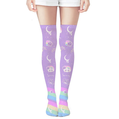 Rainbow Stardust Unicorn Over Knee Stocking Socks