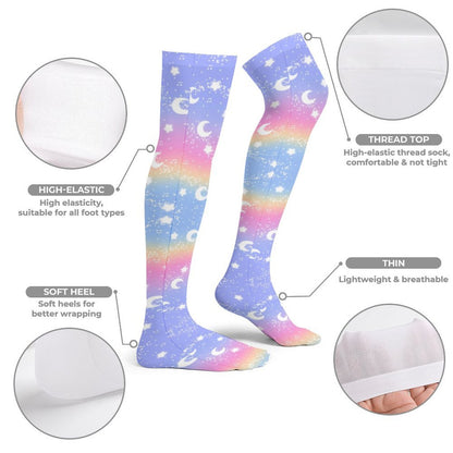 Magical Fairy Time Over Knee Stocking Socks (Rainbow Sunset)