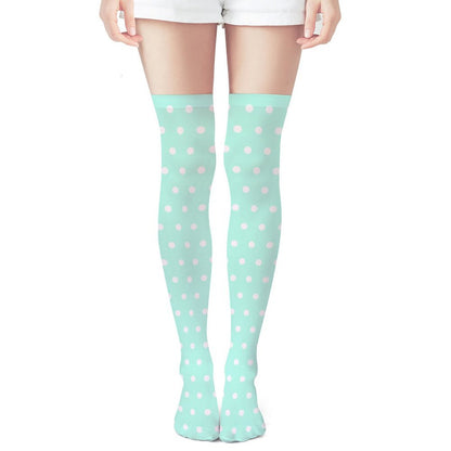 Cute Polka Dots Over Knee Stocking Socks (Mint)