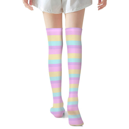 Pastel Stripes Over Knee Stocking Socks