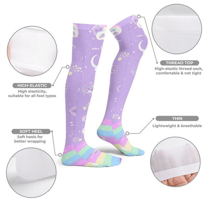 Rainbow Stardust Unicorn Over Knee Stocking Socks