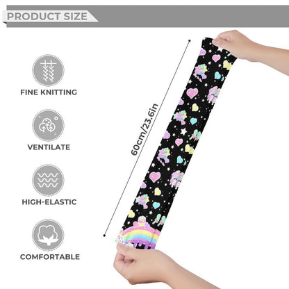 Rainbow Sweets Over Knee Stocking Socks (Black)