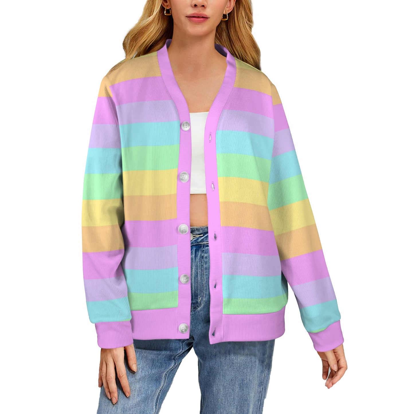 kawaii pastel rainbow cardigan fairy kei decora kei harajuku fashion cutecore