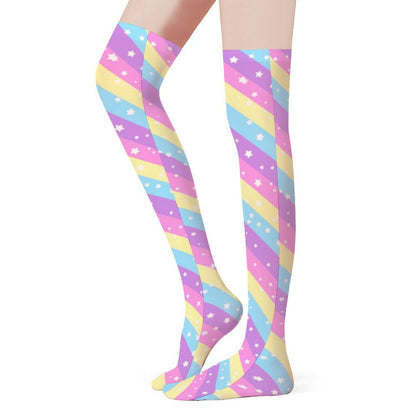 Starry Party Rainbow Over Knee Stocking Socks