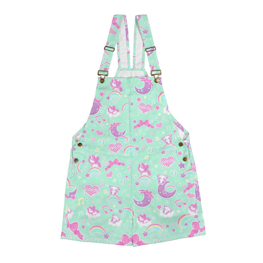 Bubbly Dreams Mint Unisex Shorts Overalls With Adjustable Straps And Pockets