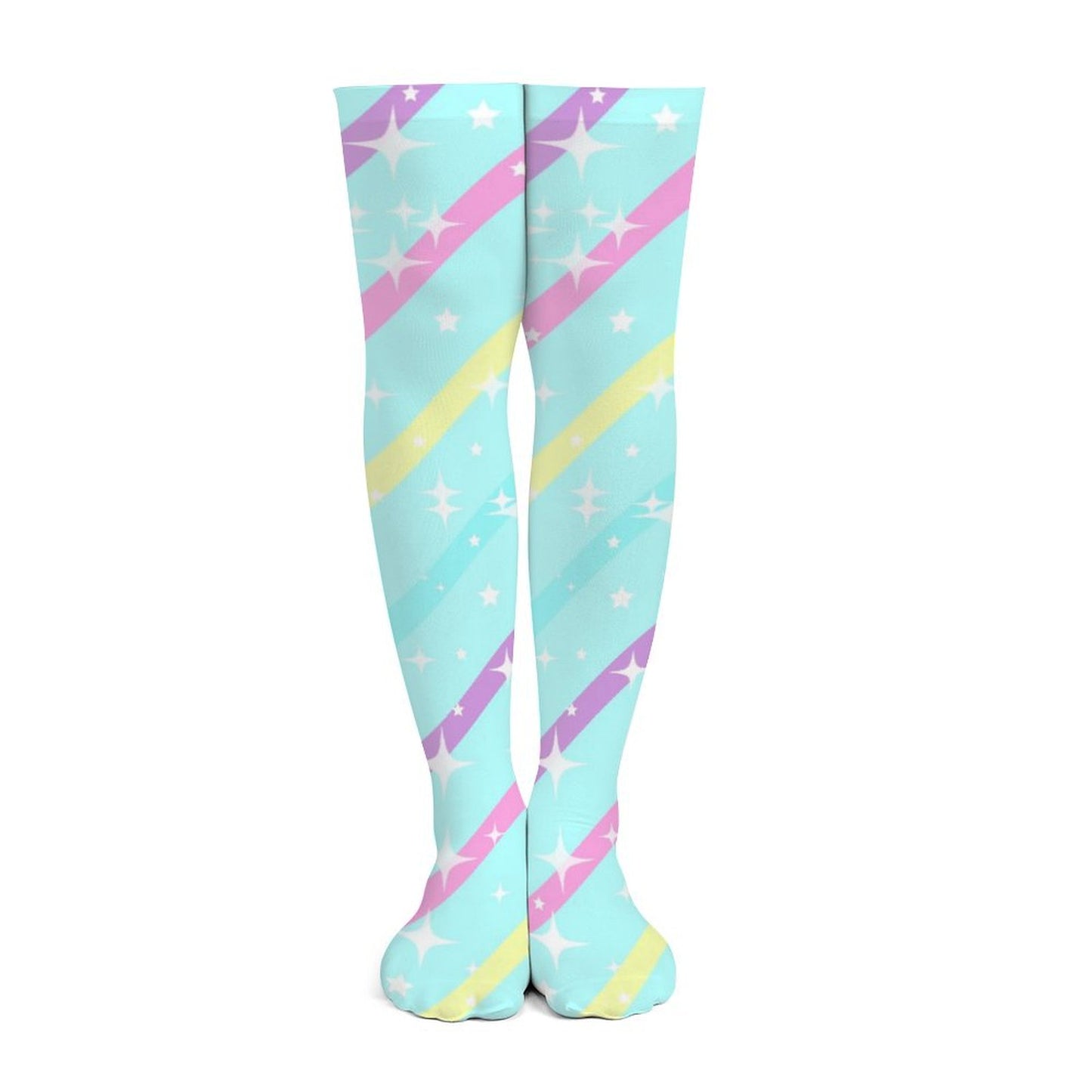 Sparkle Stars Over Knee Stocking Socks (Blue)