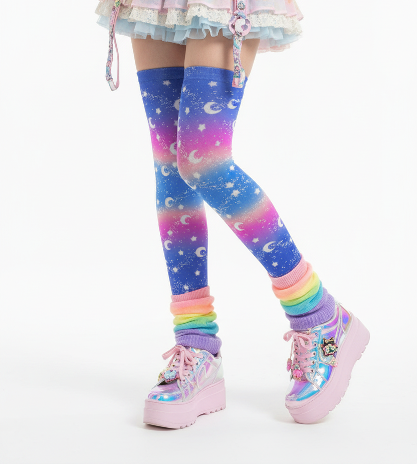 kawaii fashion decora kei over knee stocking socks pop kei pantyhose jfashion harajuku style