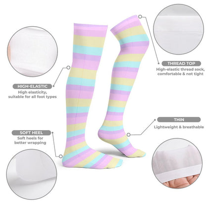 Pastel Stripes Over Knee Stocking Socks