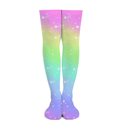 Wishful Rainbow Over Knee Stocking Socks