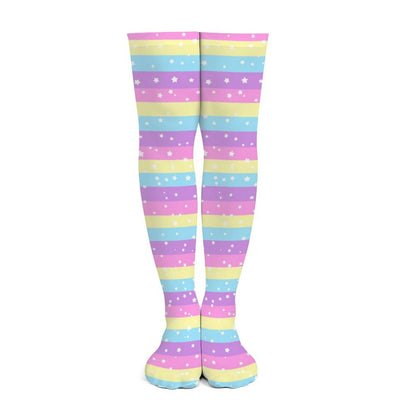 Starry Party Rainbow Over Knee Stocking Socks
