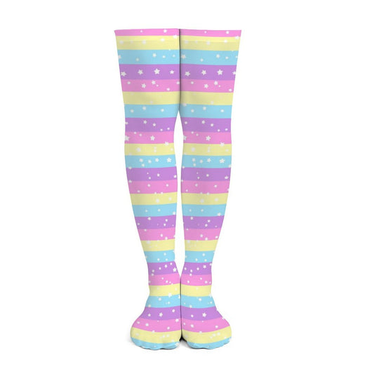 Starry Party Rainbow Over Knee Stocking Socks