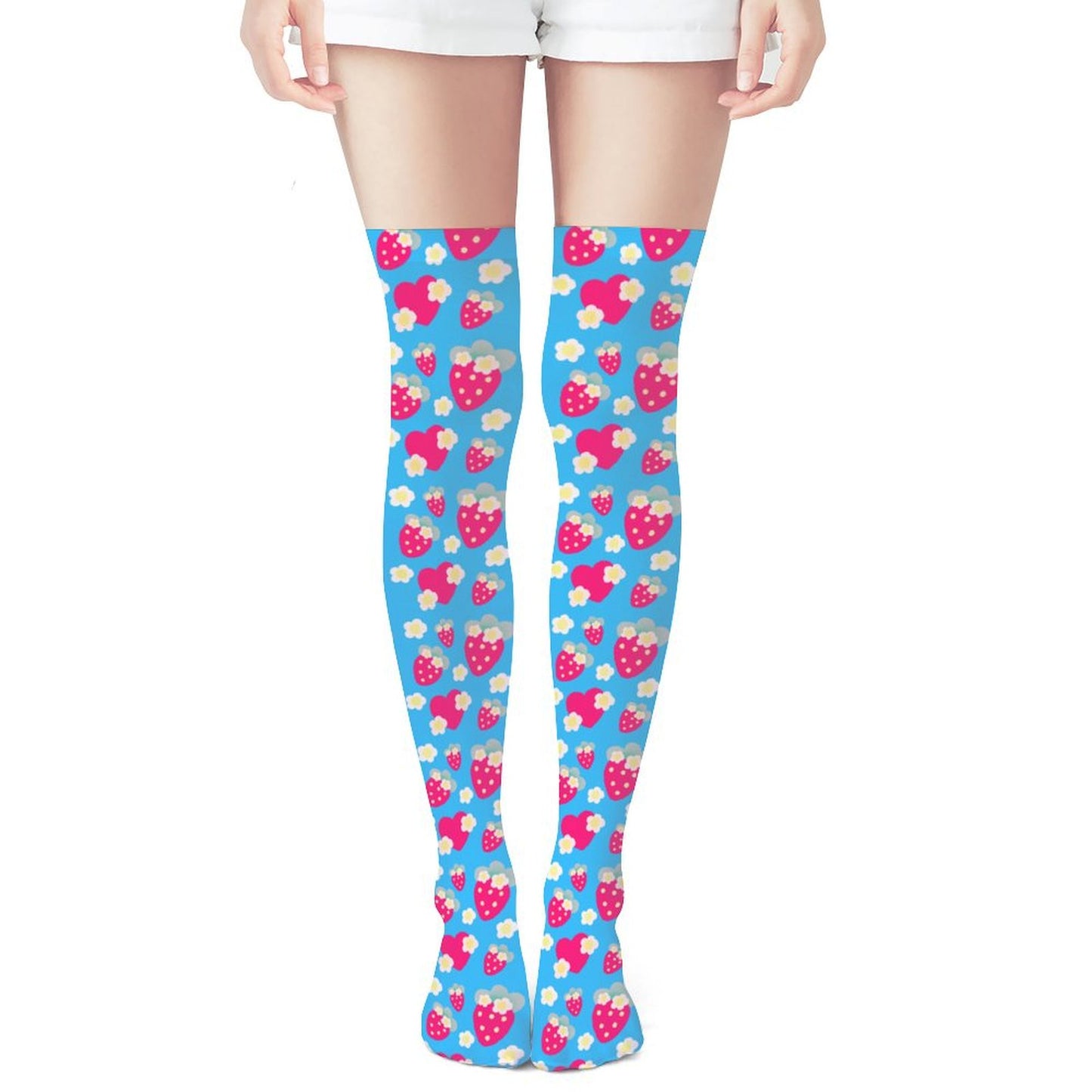 Strawberry Cutie Over Knee Stocking Socks (Soda Pop Fruity Berry Blue)