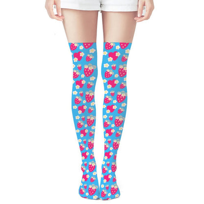 Strawberry Cutie Over Knee Stocking Socks (Soda Pop Fruity Berry Blue)