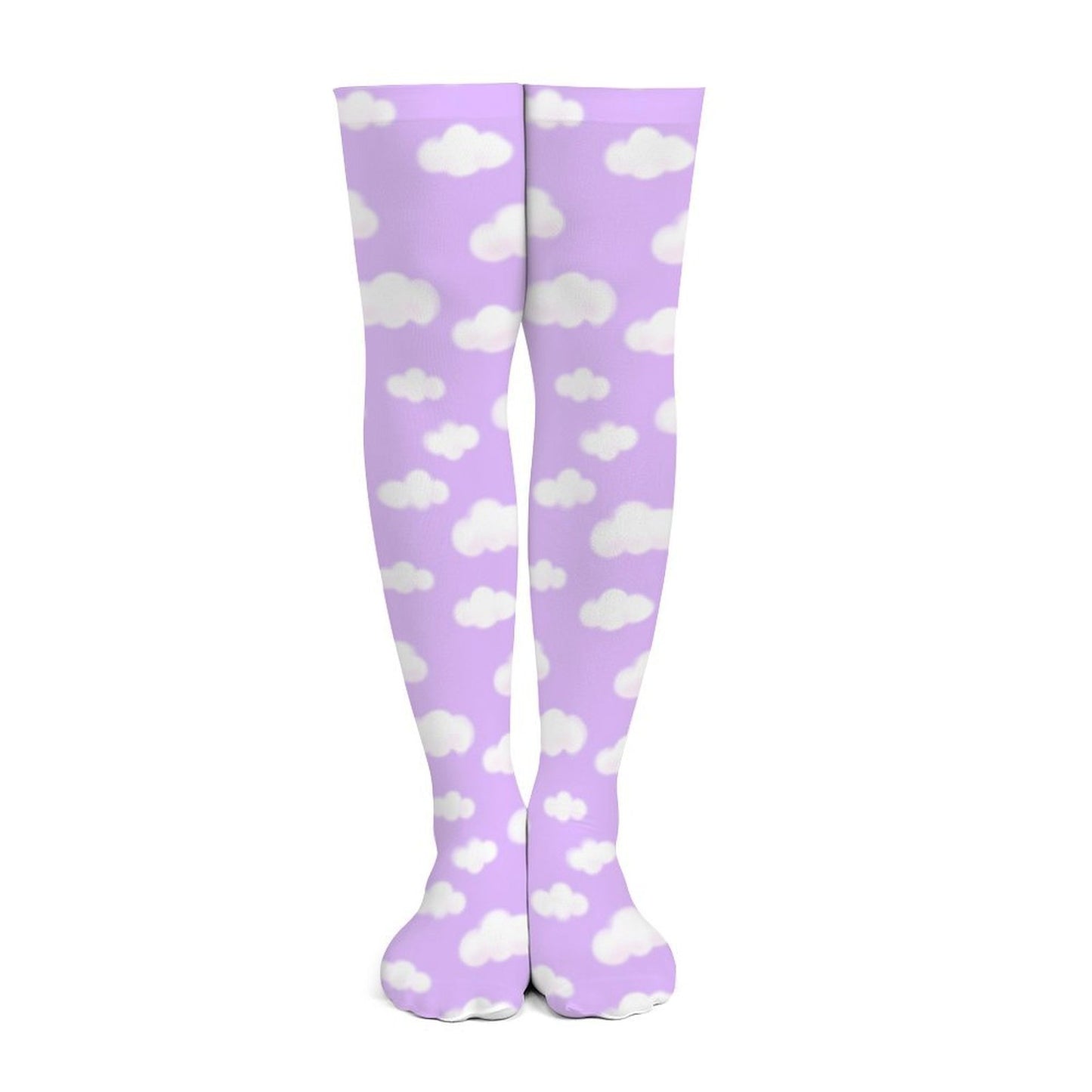Dreamy Clouds Over Knee Stocking Socks (Lilac)