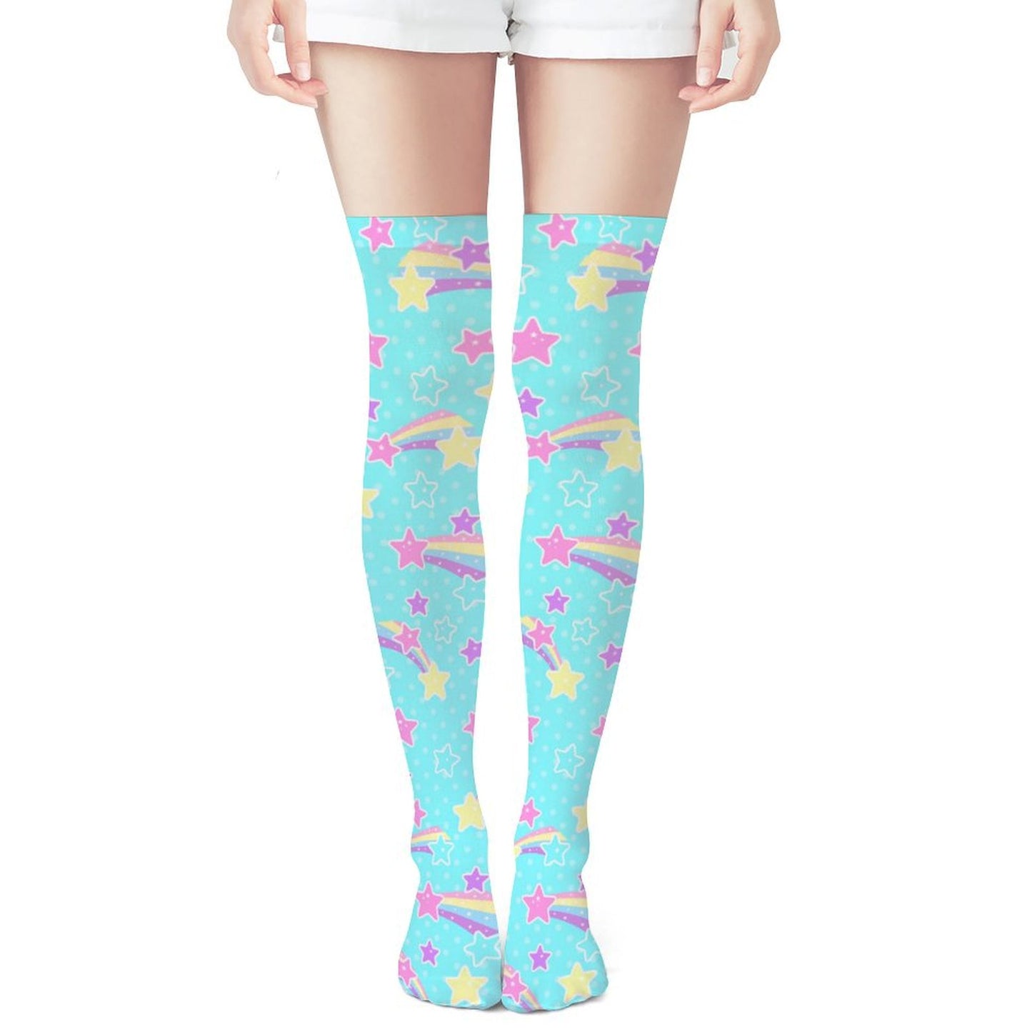 Starry Party Over Knee Stocking Socks (Blue)